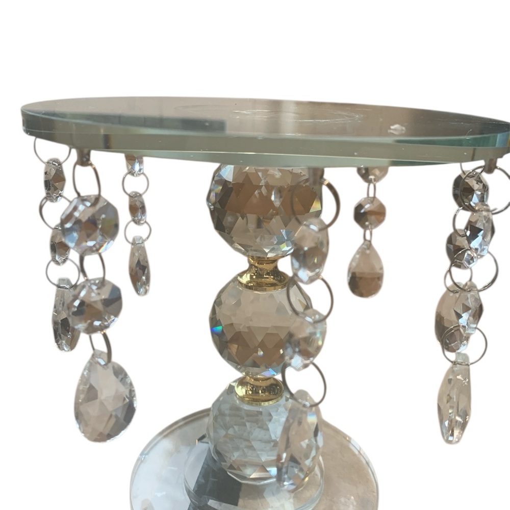 Elegant Crystal Candle Holder with Gold Accents